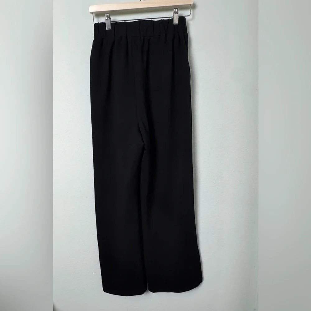 P.CILL‎ Blake Wide Leg Pants with Bottom Slits Butter Modal Black Size Small